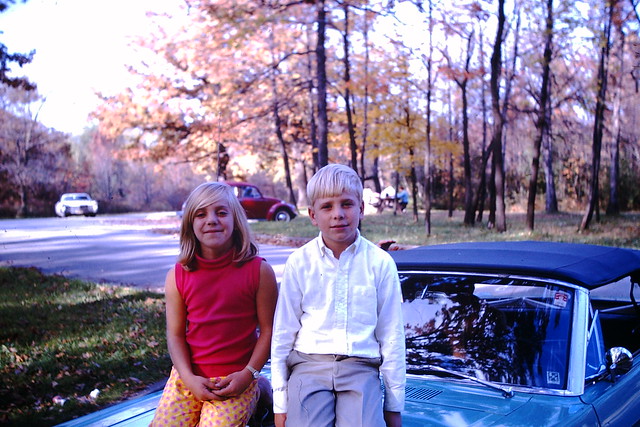 Found Photo - Kids Sitting on Ford  Mustang