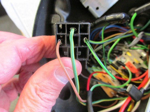 BROWN (Left) & GREEN-Black (Right) Wires Plug Into Holes Of Turn Signal Relay Socket