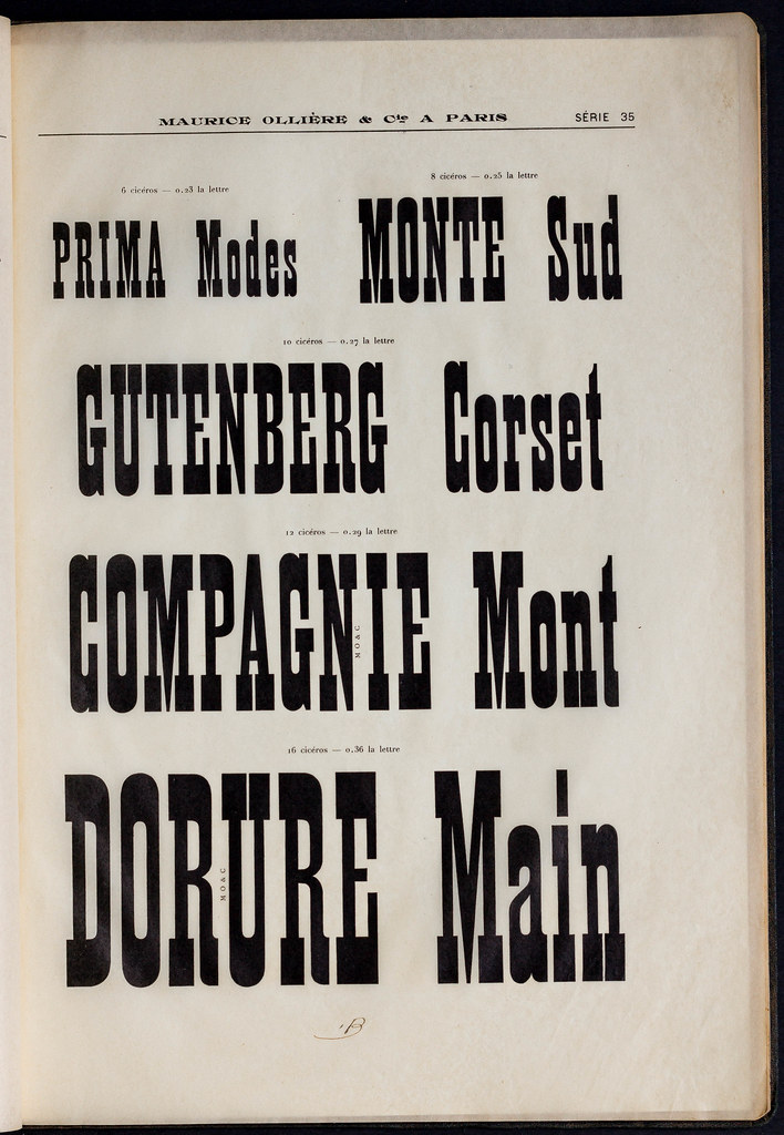 Gravure & fonderie typographiques de Maurice Ollière & Cie. Successeurs de Lespinasse & Ollière. [Marque] Paris, 25. rue Julie . 25