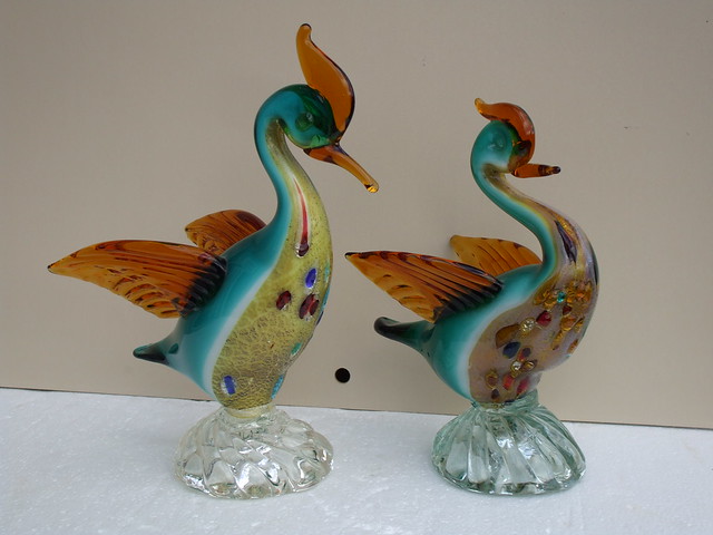 Vintage 1950's 60's Murano Art Glass Birds of Paradise