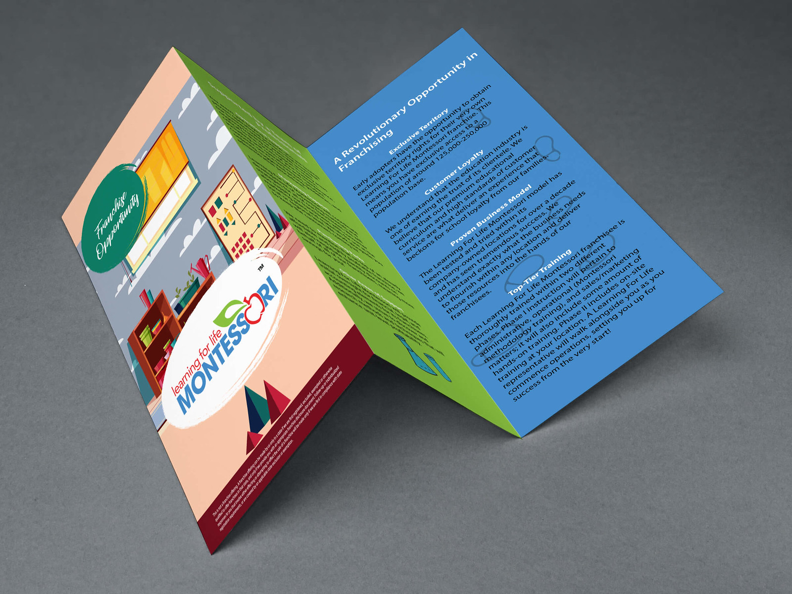 Learning for Life Montessori Trifold Brochure Design Tuyen Chau