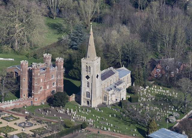 Aerial view of Buckden Towers & the Church of St Mary