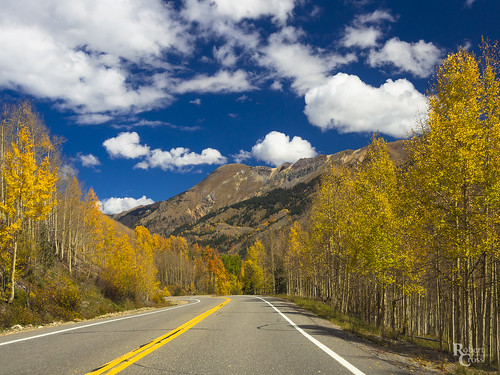 1250mmf3563mzuiko co colorado em5 mountainwest omd olympus rockies rockymountains aspens autumn bluesky clouds fall foliage forest highway landscape leaves mirrorless mountains road trees