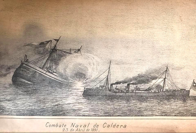 Combate Naval de Caldera  acción naval que tuvo lugar en la guerra civil de 1891, en que las fuerzas gubernamentales armadas de dos cazatorpederas hundieron al blindado Blanco Encalada en el puerto de Caldera.