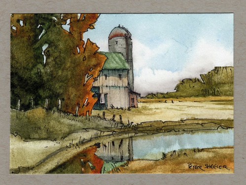 Fall reflected | Mini 2.5 x 3.5 inch watercolor | Peter Sheeler | Flickr