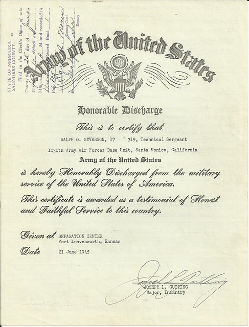 WW II Discharge Papers