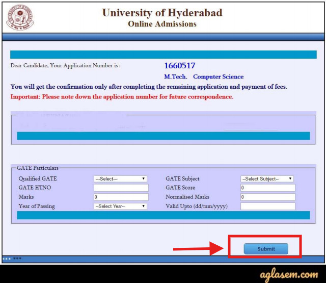 University of Hyderabad Application Form 2020