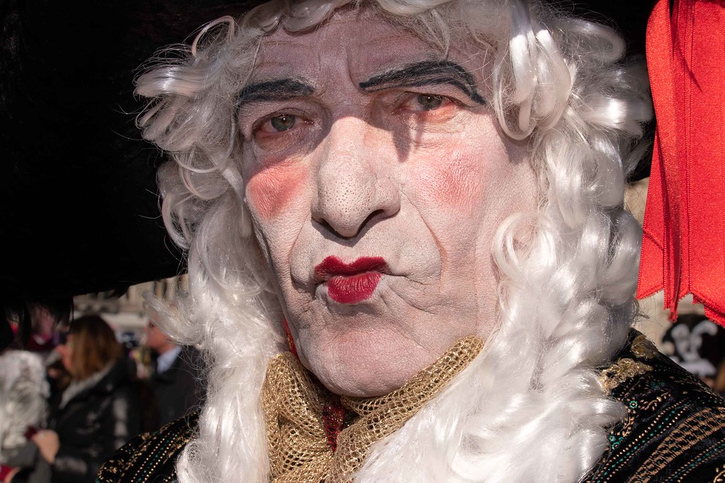 Funny character at the Carnival in Venice 2020.