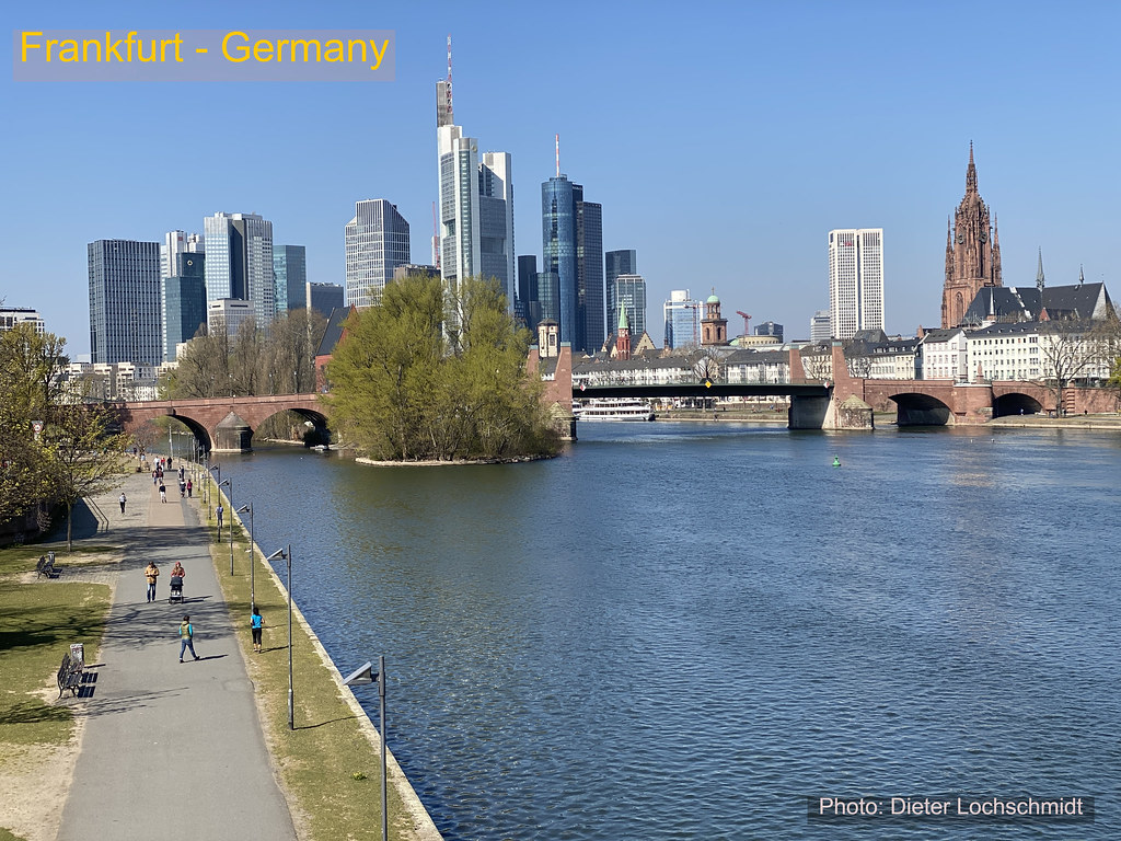 Frankfurt in Germany and the River Main - April 5, 2020