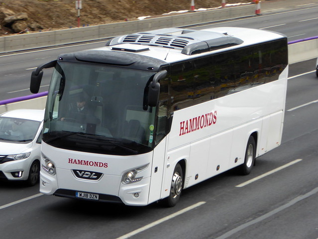 WJ18 DZN - VDL Futura 2 - Hammonds Coaches - M1 at Milton Keynes 14Mar20