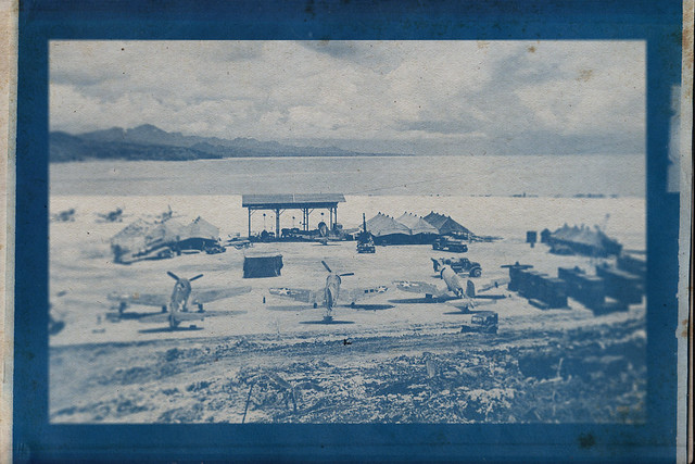 Cyanotype Photo of Vella Lavella airfield in the solomons on 10 December 1943