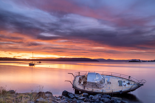 dover sunrise tasmania australia abandoned yacht