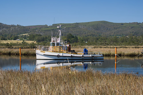 australia tasmania franklin riverhuon tug boat wooden landscape