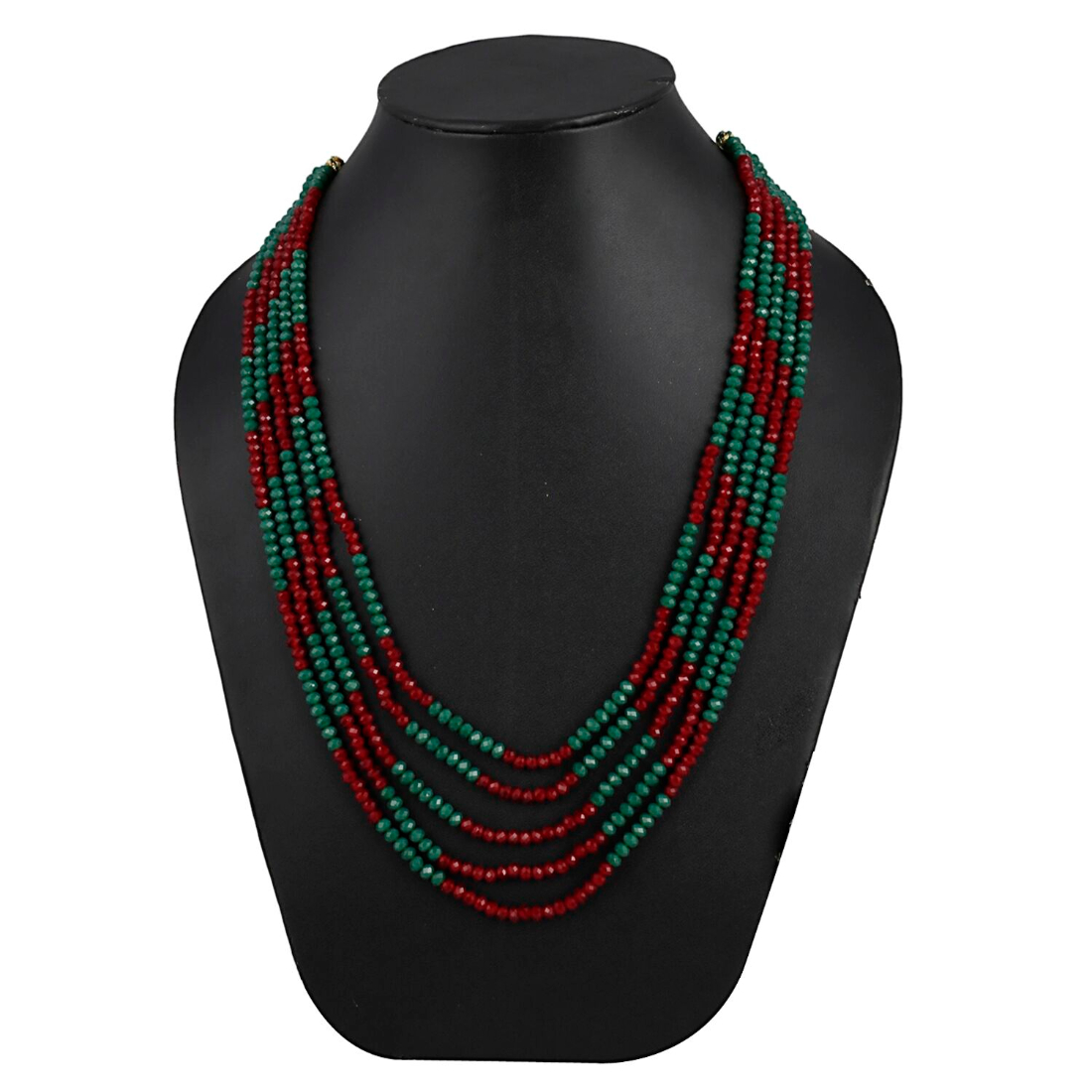 Five Layer Red and Green Crystal Beads Necklace
