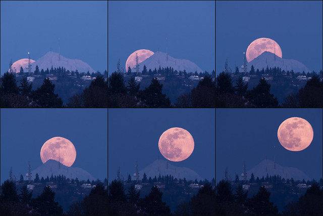 6 Minutes of the April 7, 2020 Super Moon Rise Behind Mt Hood