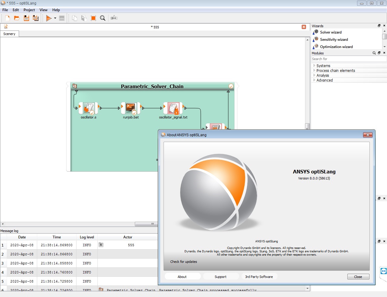 Working with ANSYS optiSLang 8.0 full license