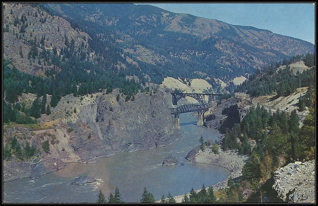 c. 1961 Coast Publishing Postcard (K-208 / S13962-1) - View of Two Railway Bridges on the Fraser River in British Columbia, Canada