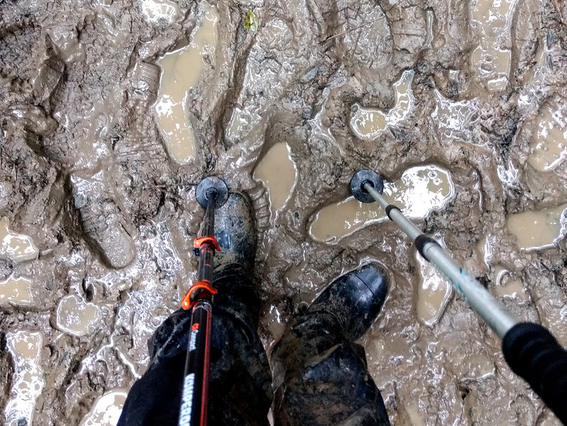 Some trails in Taiwan are almost muddy all year round. Wearing rainboots is easier to deal with the mud.