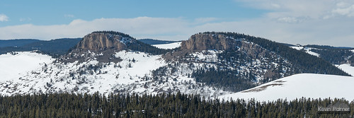 bighornmountains bighornnationalforest april spring snow snowy afternoon sunny blue sky twinbuttes panorama panoramic stitched nikon180mmf28 telephoto snowshoeing