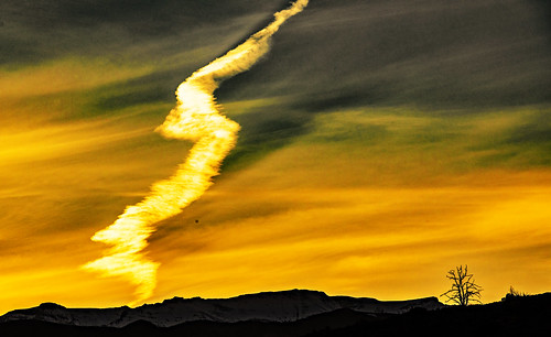 wyoming wapiti cody wapitivalley absarokamountains clouds sky cloudscape sunset tree silhouette contrail vaportrail