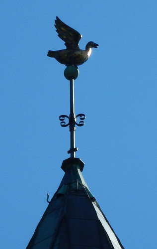 A goose tops the weathervane at Vordingbord Medieval Village, Denmark