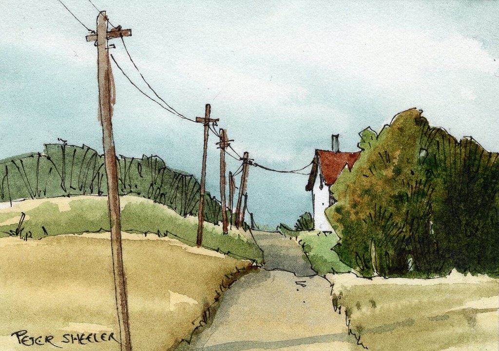 Must be Sunday | Tiny 2.5 x 3.5 inch watercolor | Peter Sheeler | Flickr