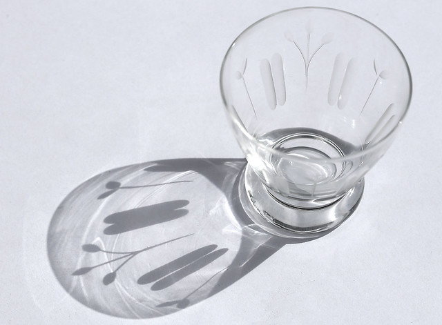 etched shot glass and shadow