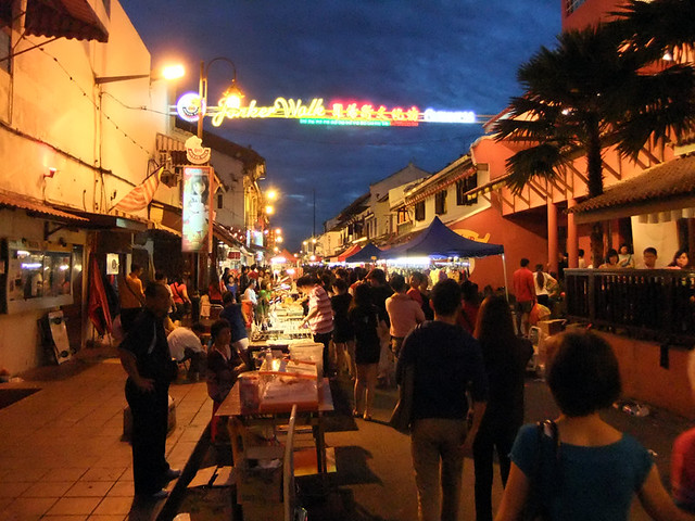 The night market in Melaka, Malaysia