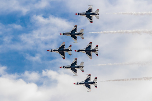 US Air Force Thunderbirds Flying in Formation