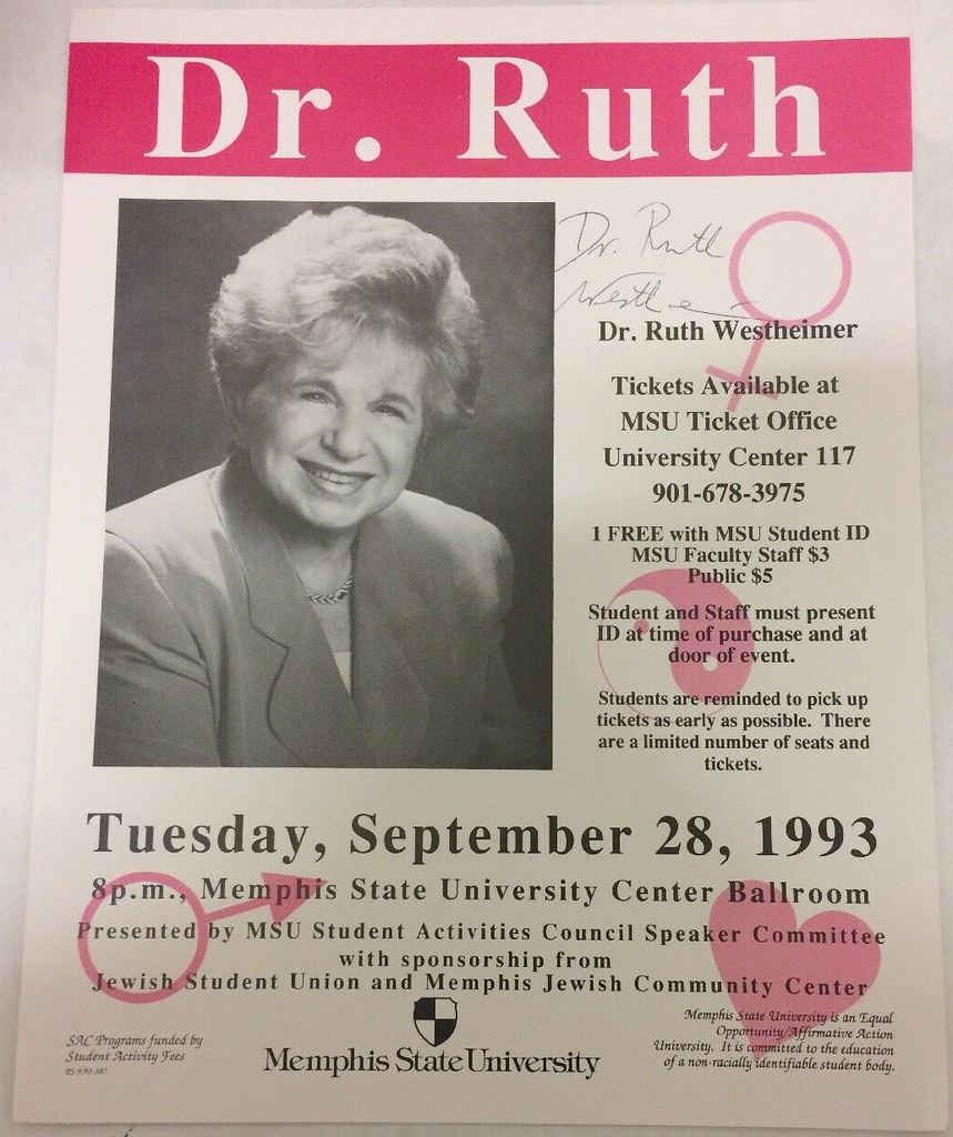Ruth Signed Poster Memphis State University Center Ballroom Dr 