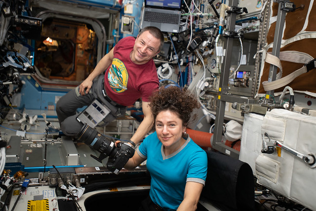 Expedition 62 Flight Engineers Andrew Morgan and Jessica Meir