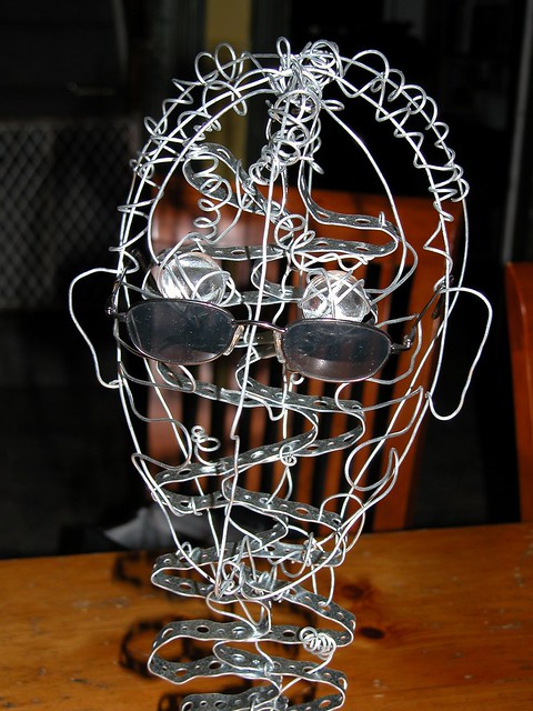 Wire frame for plaster head statues , high school project , Martin’s photographs , Cobourg ,Ontario , Canada , February 26. 2004