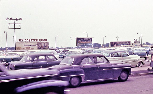 Cars at Chicago Airport, 1950's