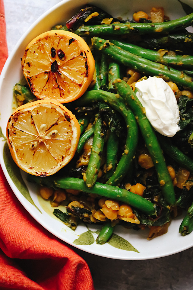 Creamy Spiced Chickpea Stew with Burnt Lemon and String Beans