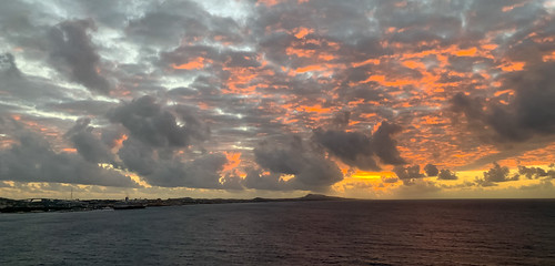 port sky sunrise caribbean ocean clouds sea oranjestad aruba