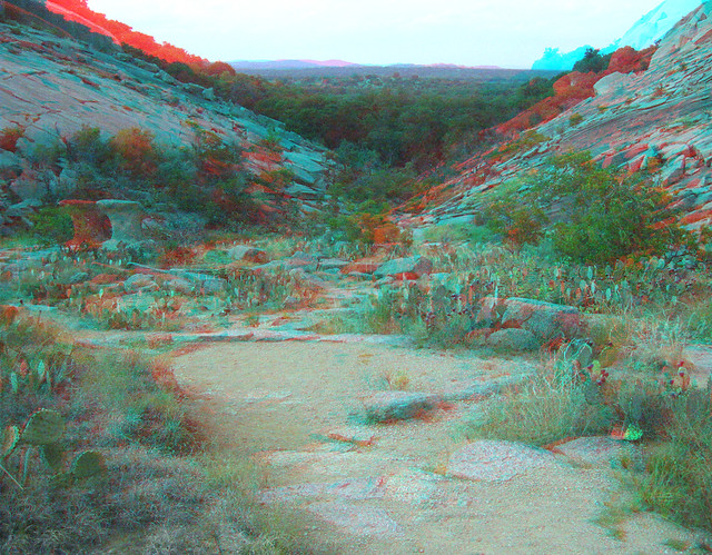 ENCHANTED ROCK STATE NATURAL AREA TEXAS ECHO CANYON 3D RED CYAN ANAGYLPH
