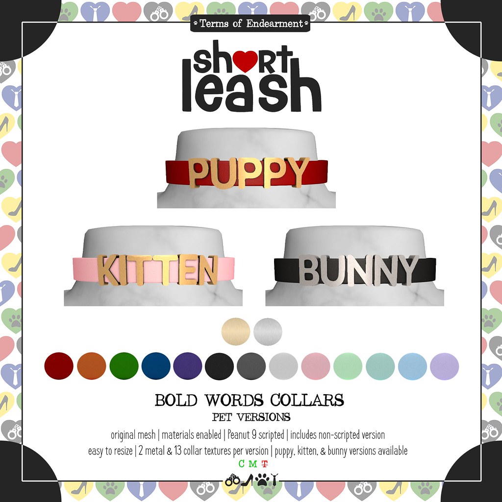 .:Short Leash:. Bold Words Collars – Pet Versions