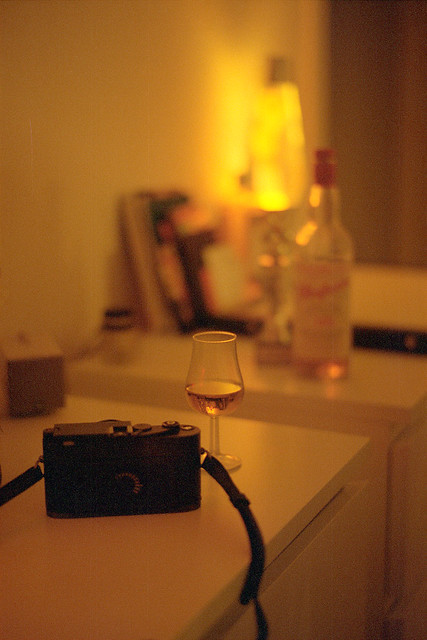 Leica MP, whiskey and lava lamp
