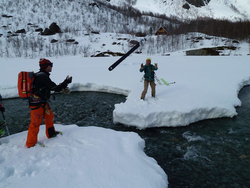 Ski Tossing -  the delights of late season touring in Lyngen. Photo: Belinda Aird