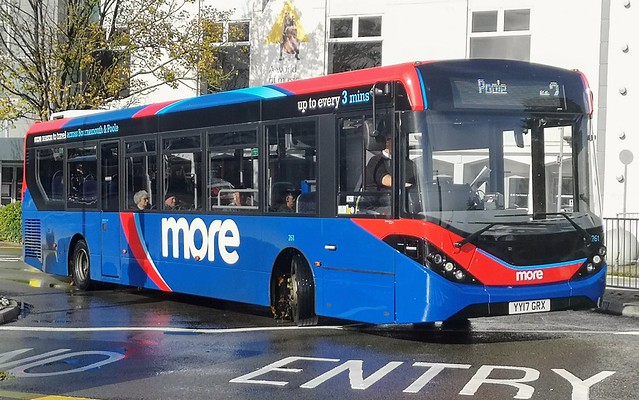 Morebus 261 (ex 2700) started life as a demonstrator but has spent its entire life with Go South Coast, First with Swindon's Bus Company and now with Morebus. Here it is on Kingland Road at the end of a Journey on the M2. - YY17 GRX - 4th November 2019