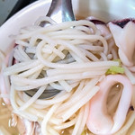 Rice noodles with squid.