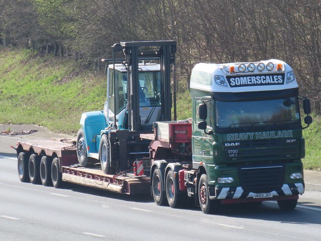Somerscales Heavy Haulage, DAF-XF (UK03JST) On The A1M Northbound