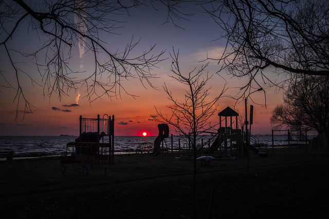 Sun Sets On An Empty Playground. Mitchell's Bay, ON.