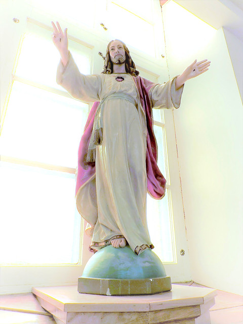 Statue of Christ with stigmata, sacred heart