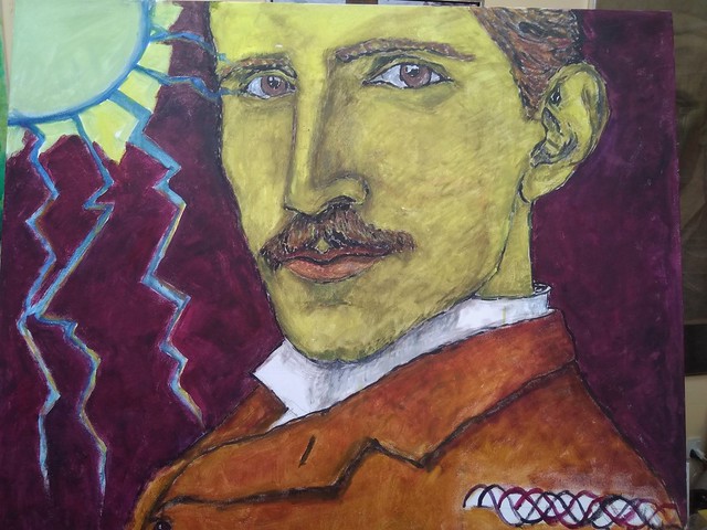 Nicola Tesla. Oil on canvas.