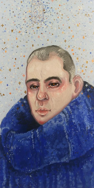 Drawing Of Me In Royal Blue Turtleneck