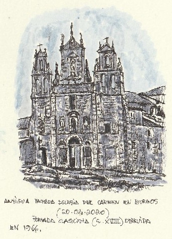 Burgos. Antigua fachada iglesia del Carmen