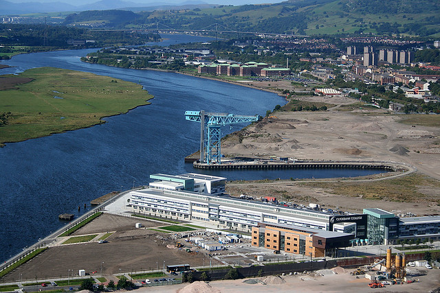 titan crane and Clydebank from the air