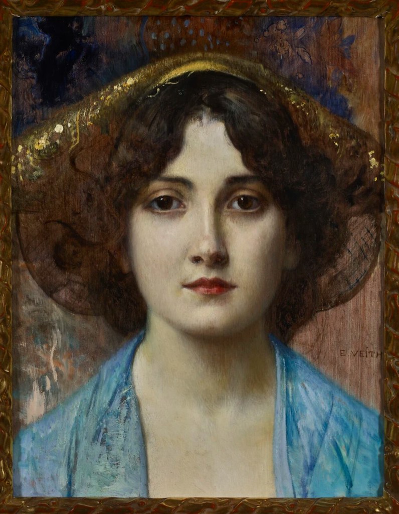 oldpainting:  Eduard Veith - Portrait of a Young Lady with a Blue Blouse [c.1905] by Gandalf’s Gallery