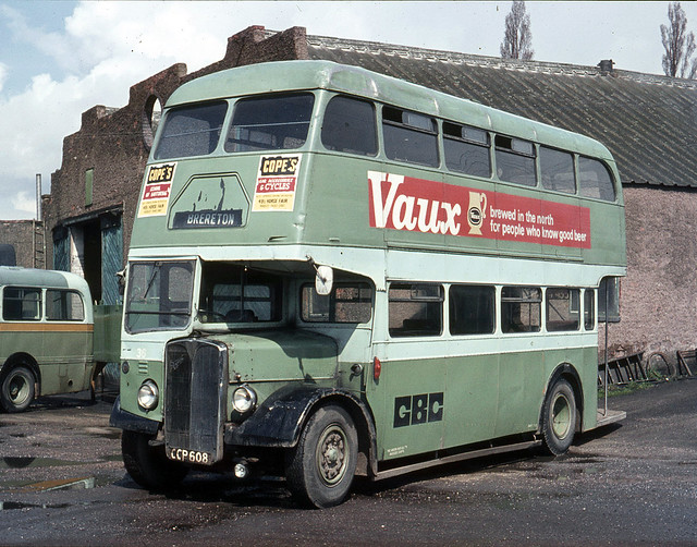 Green Bus Company . Rugeley , Staffordshire . 36 CCP608 . Rugeley Garage yard , Staffordshire . Sunday 19th-April-1970 .